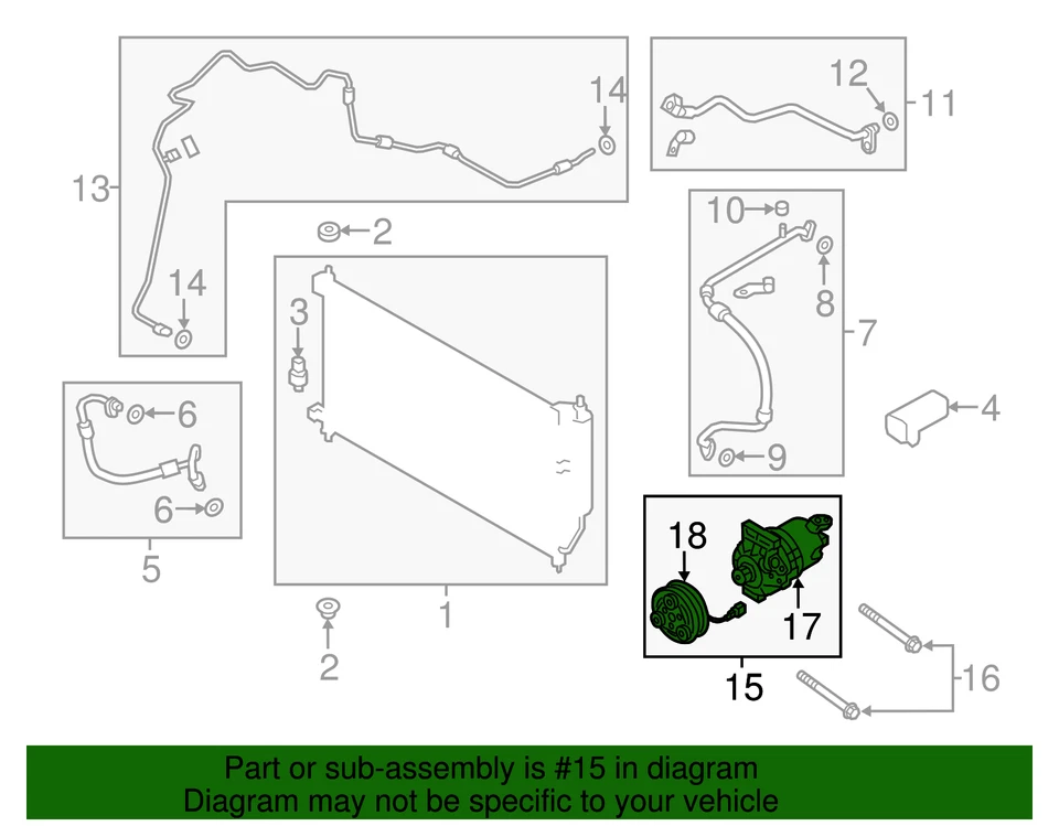Nissan NV200 2013-2020 genuino - Conjunto de compresor 92600-JN30B Foto 3 de 3