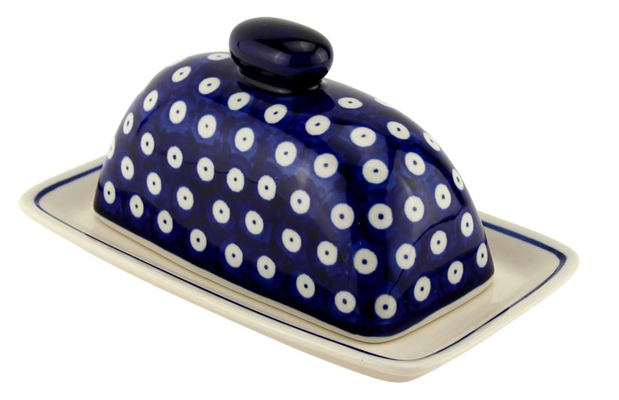 Polish Pottery Butter Dish with Lid Zaklady Boleslawiec, Poland - Butter Keeper