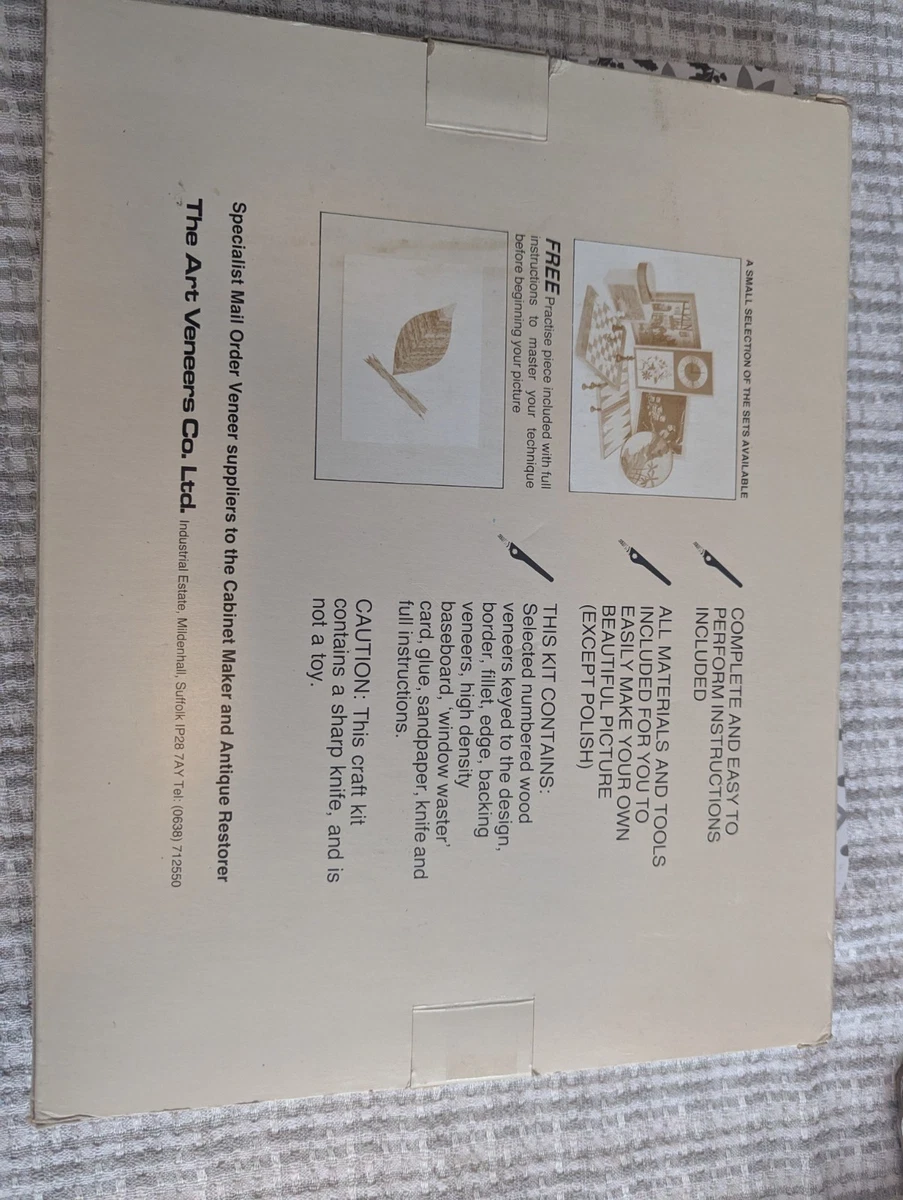 Vintage The Art Veneers Co Marquetry Kit de artesanía The Mill 404 Inlay de madera sin usar