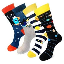Men's Crew Socks Men's Cotton Colorful Funky Crew Socks 4-Pack