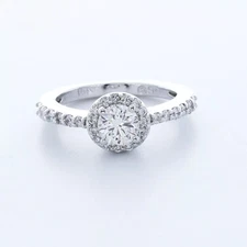 Side Stone Engagement Ring Halo 14K Gold 1.60 Carat Round Natural Diamond F SI2