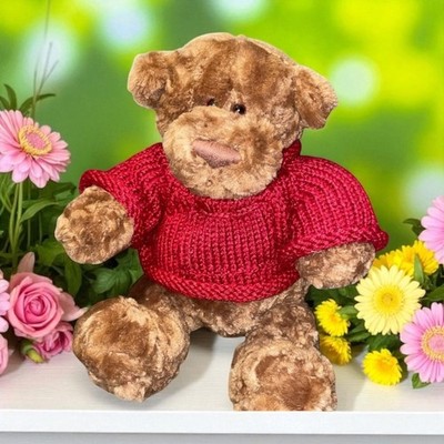 Gund Lindt Teddy Bear Brown Plush Red Knit Sweater Stuffed Animal Toy 43511 9''
