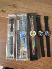 Uhren Konvolut – Swatch (LK107 mit Preisschild), 2x Telekom, Elgin Uhr 