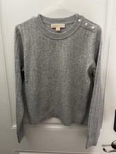 Michael Kors Gray Cable Knit Long Sleeve Sweatshirt Women's Size Medium