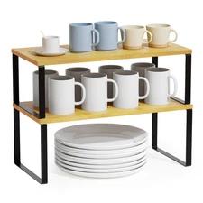 SpaceAid 2-Pack Stackable Kitchen Shelf Organizers Expandable Spice Rack