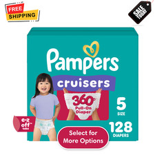Pampers Cruisers 360 Diapers Size 5 128Ct Stretch Waist Pull On Fit