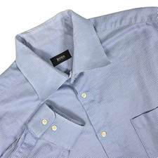 BOSS Hugo Boss Dress Shirt Men's 17.5 34/35 Blue Checkered Long Sleeve Business
