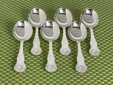DJ KINGS Silverplate 6 Round Bowl Soup Spoons Silverware Flatware - 6 7/8"