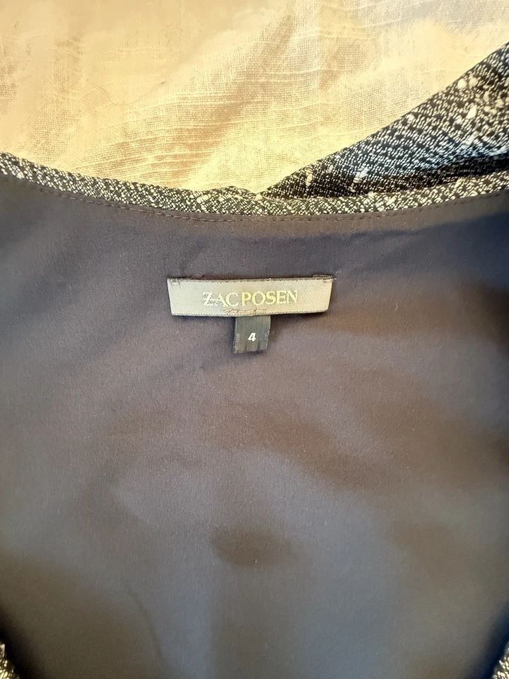 Vestido Vaina Zac Posen Negro Tweed - Talla 4 Foto 4 de 4