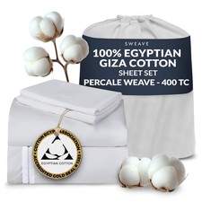 100 Egyptian Cotton Percale Sheets King Size - Genuine Luxurious 400 Thread C...