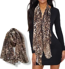 Leopard-Print-Scarf for Womens - Classic-Cheetah-Wrap-Shawl Long Lightweight Sun