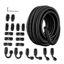  6AN Fuel Line Kit, 6AN Nylon Braided Fuel Line Hose Fitting Kit CPE 6AN 16FT