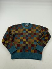Knit Mix Sweater Womens Medium Multicolor Check Crewneck Knit Pullover Soft