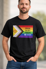 USDAW Pride In My Union LGBT Rainbow T-Shirt Black Gildan Size L
