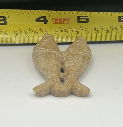 Soapstone Double Carved Fish Pendant Decoration - Picture 9 of 9