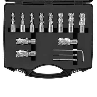 Annular Cutter Set, 13 pcs Weldon Shank Mag Drill Bits, 7/16'' to 1-1/16'' C