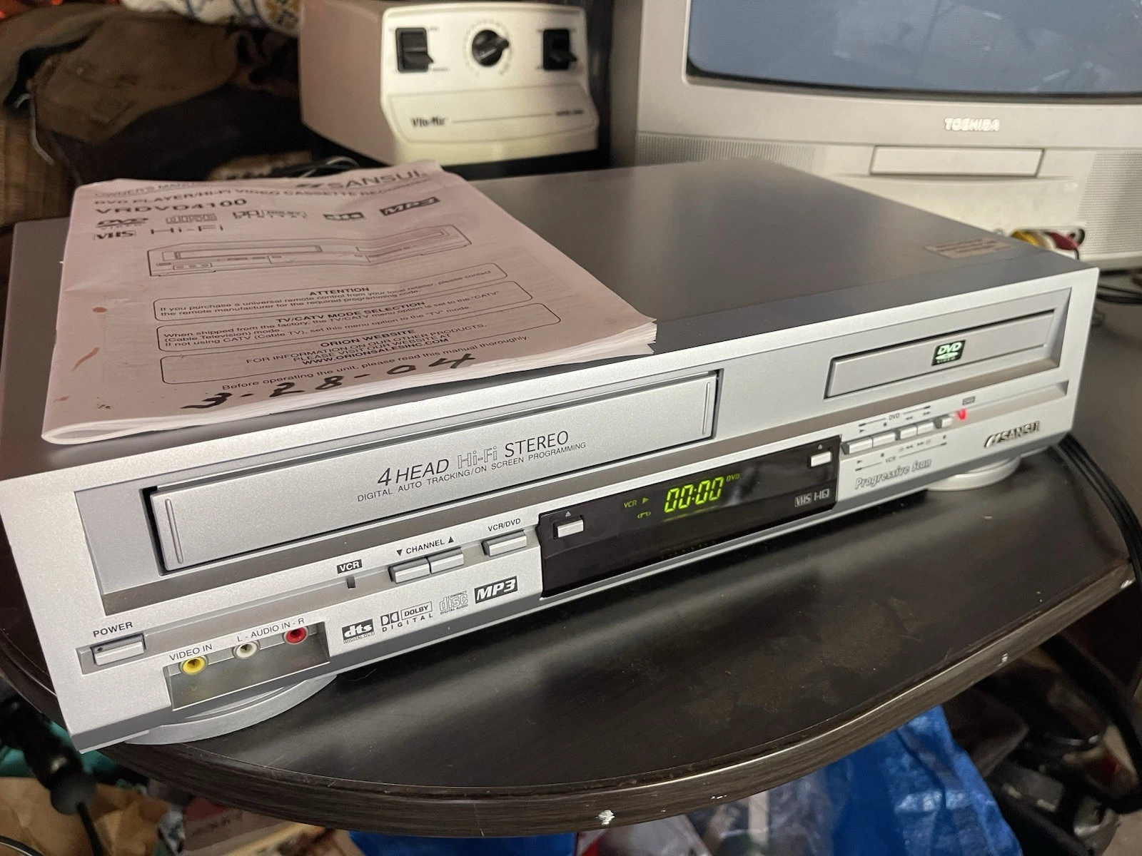 Sansui DVD/VHS Combo Player VRDVD4100BB 4 Head Dolby Mp3 No Remote TESTED