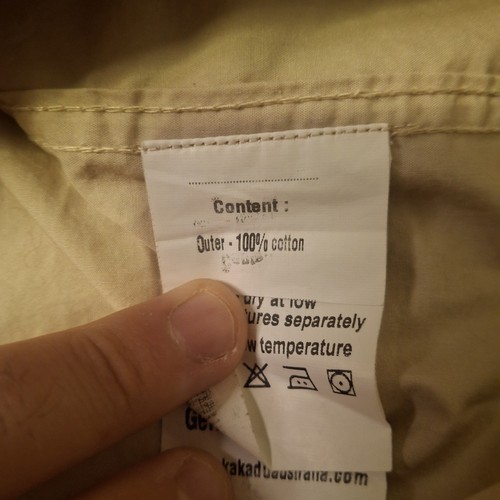 Kakadu Traders Australia Camicia Uomo 2XL Manica Lunga Safari Bottone 8MS12 Osso - Foto 11 di 17