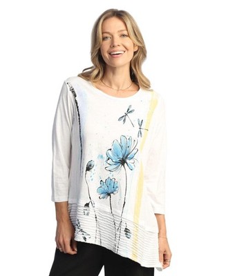 Jess & Jane Women's Free Fly Mineral Washed Cotton Wavy Contrast Asymmetric