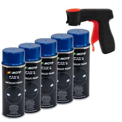 Lackspray metallic 5 x 400ml Spraydose Sprühlack Motip 706837 blau Pistolengriff