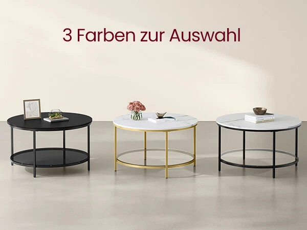 Couchtisch Wohnzimmertisch moderner Stil Marmoroptik 80 x 46 cm (Ø x H) - Bild 1 von 1