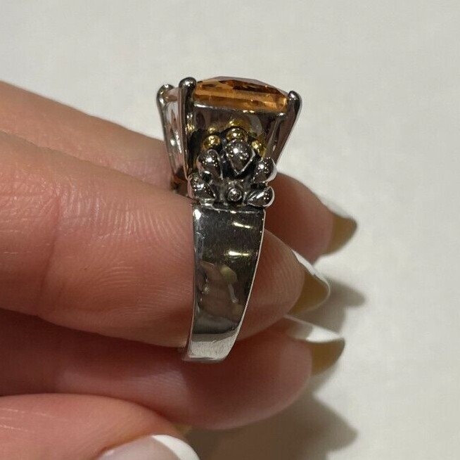 Exquisite Solitaire Silver t Rectangular Peach Ci… - image 4