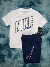 New Boy's Blue White Nike 2 pc shorts set Size 6