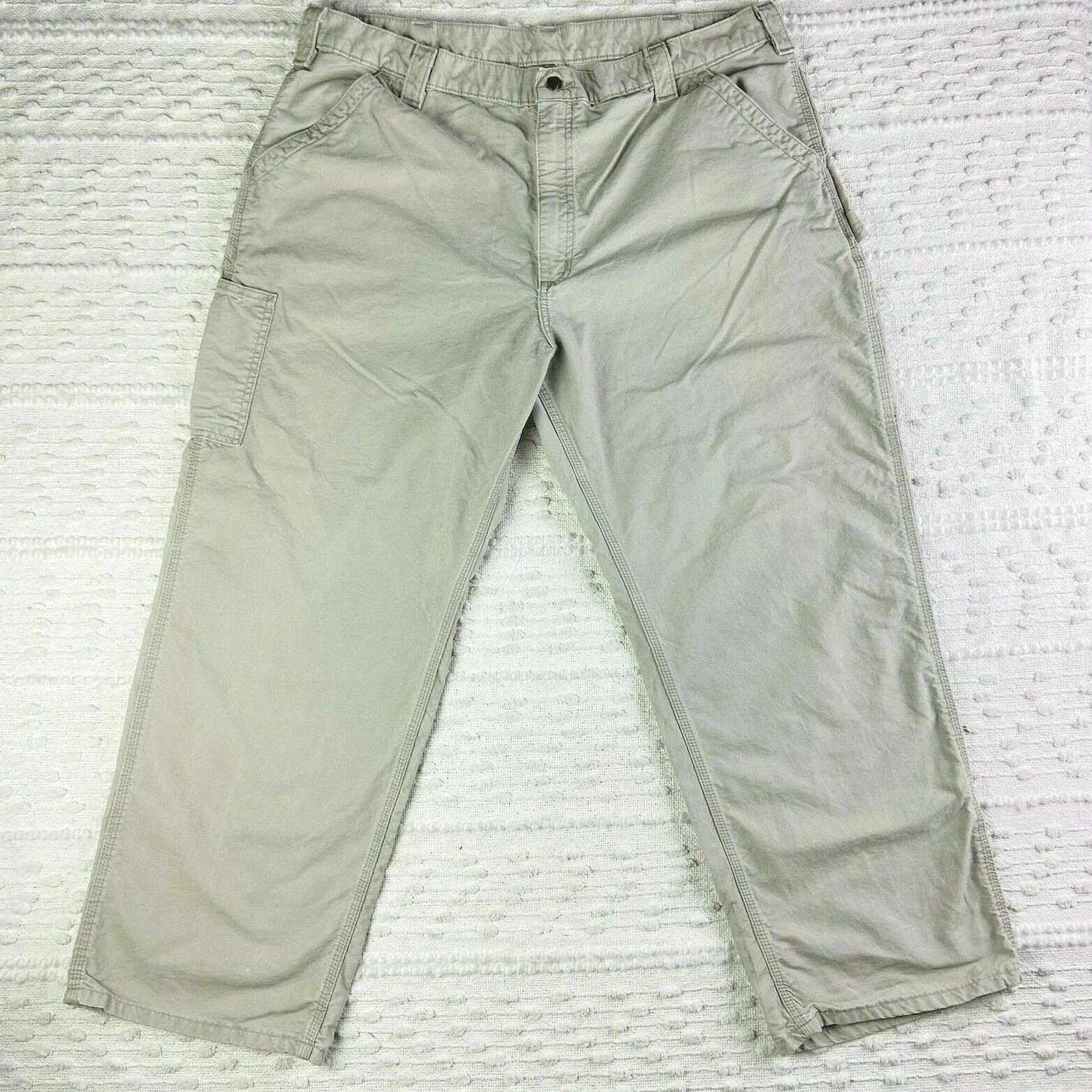 Carhartt Pants Carpenter Men's 42x30 Beige Khaki Dungaree Work Outdoor Cargo