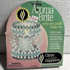 Aroma Brite Safety Pin Candle Holder Citrus scent Green White Beads Craft Kit