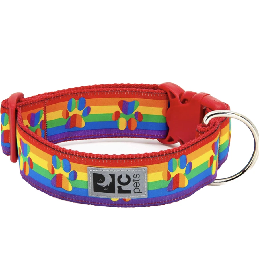 RC Pets 1-1/2 Inch Wide Adjustable Dog Clip Collar, Medium, Rainbow Paws - Image 2 of 3