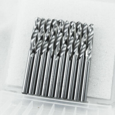 10pcs Solid Carbide Drill Bit 1/8'' Tungsten 3.175mm 2-Flute Straight Shank YG6X