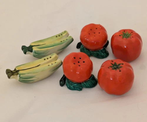 3 Vintage 1950's Bananas and Tomatoes Salt Pepper Shaker Sets (14)