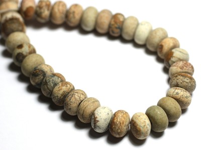 Fil De Perles Jaspe Paysage Beige - Rondelles 8x5mm, Environ 80 Pièces Sur 39cm - Neuf, Parfait Pour La Création De Bijoux - Marque Homemade