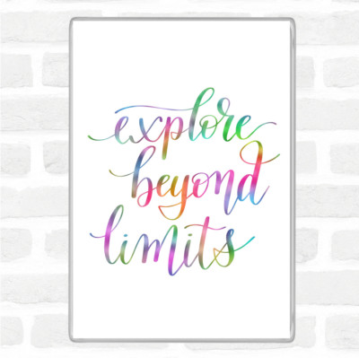 Explore Beyond Limits Regenbogen Zitat Jumbo Kühlschrankmagnet