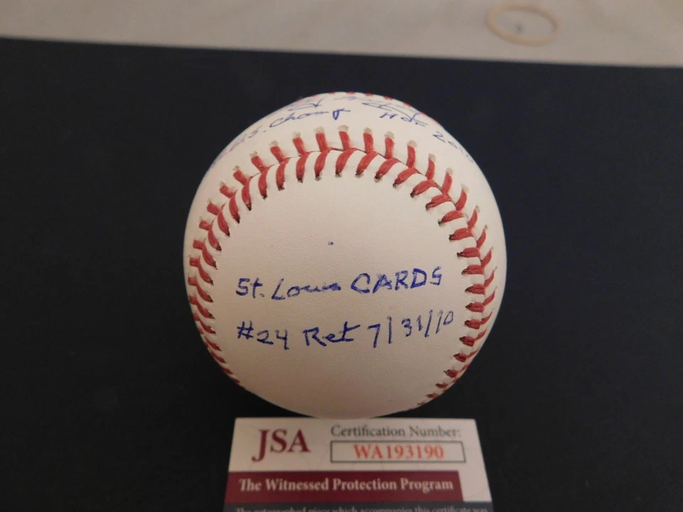 WHITEY HERZOG Signed / Autographed OML Stat Baseball JSA COA Cardinals HOF - Image 2 of 3