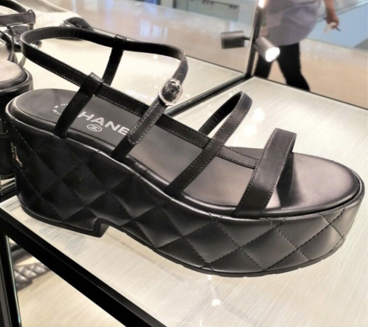 chanel platform wedge sandals