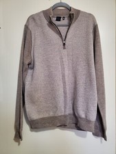 Saks Fifth Avenue Black Label Quarter Zip Beige Sweater 100 Wool Men's Size XXL