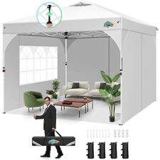 COBIZI 10'x10' Pop up Canopy with 3 Removable Sidewalls Comercial Instant Tent