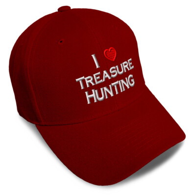 Baseball Cap I (Love) Treasure Hunting Red Heart Hobbies Lovers Treasure Hunting