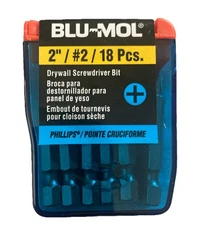 Blu-Mol 2” #2 Phillips Drywall Screwdriver Drill Bit Tips 00756 (18 Pc Pack)