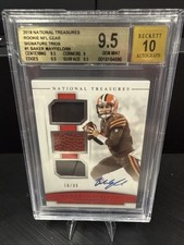2018 National Treasures Rookie NFL Gear Baker Mayfield BGS 9.5 Auto 10 RC /99