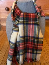 KINLOCH ANDERSON Vintage Wool Dress Stewart Plaud Scarf-Made in Scotland