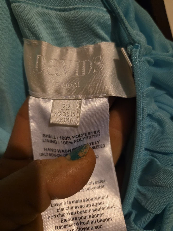 David's Bridal Bridesmaid Dress Alfred Angelo Pool224 long full length open back - Image 2 of 3