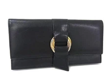 Cartier Trinity Black Leather Women's Bifold Long Wallet