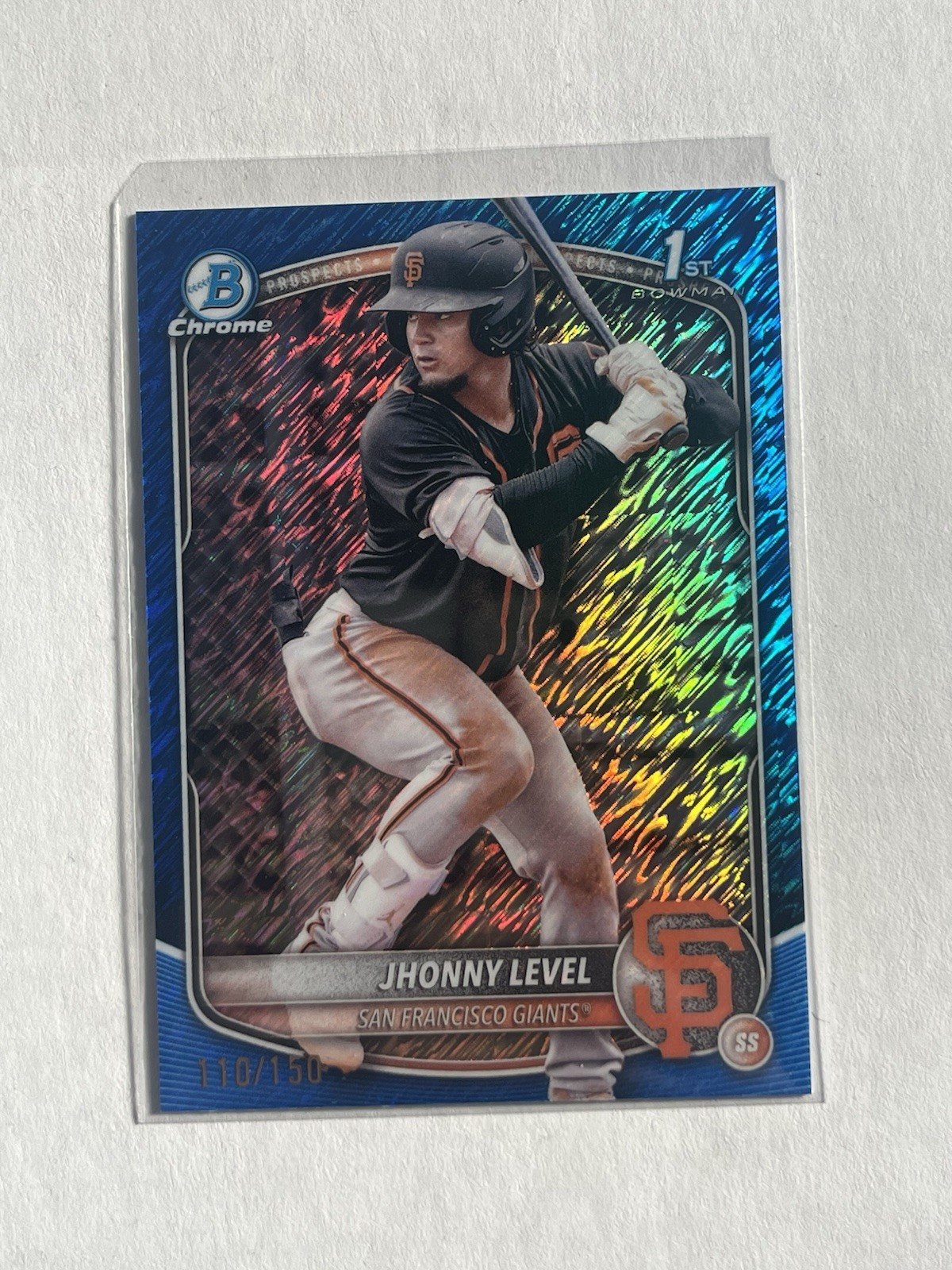2025 Bowman Chrome Prospects Jhonny Level 1st Blue Shimmer Refractor /150 RC