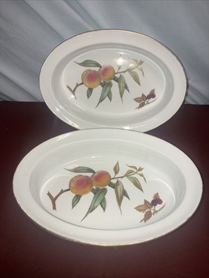 Lot Of 2 Royal Worcester England Bone China Evesham Oval Vegetable Dishes