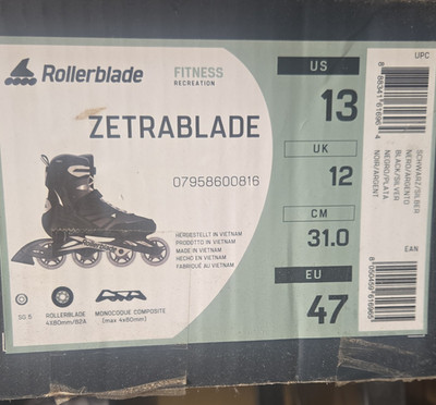 Rollerblade Zetrablade Men's Inline Skates Size 13 Black 07958600816