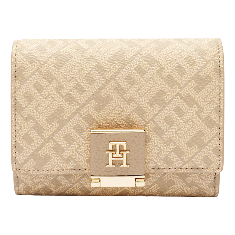 Tommy Hilfiger Designer Heritage Medium Flap Wallet Mono Beige Women’s