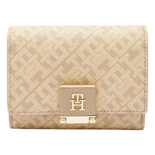 Image of Tommy Hilfiger Designer Heritage Medium Flap Wallet Mono Beige Women’s