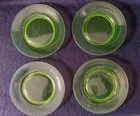 Vintage Depression Green Uranium Glass Salad/Dessert Plates 7-1/2” - Set Of 4